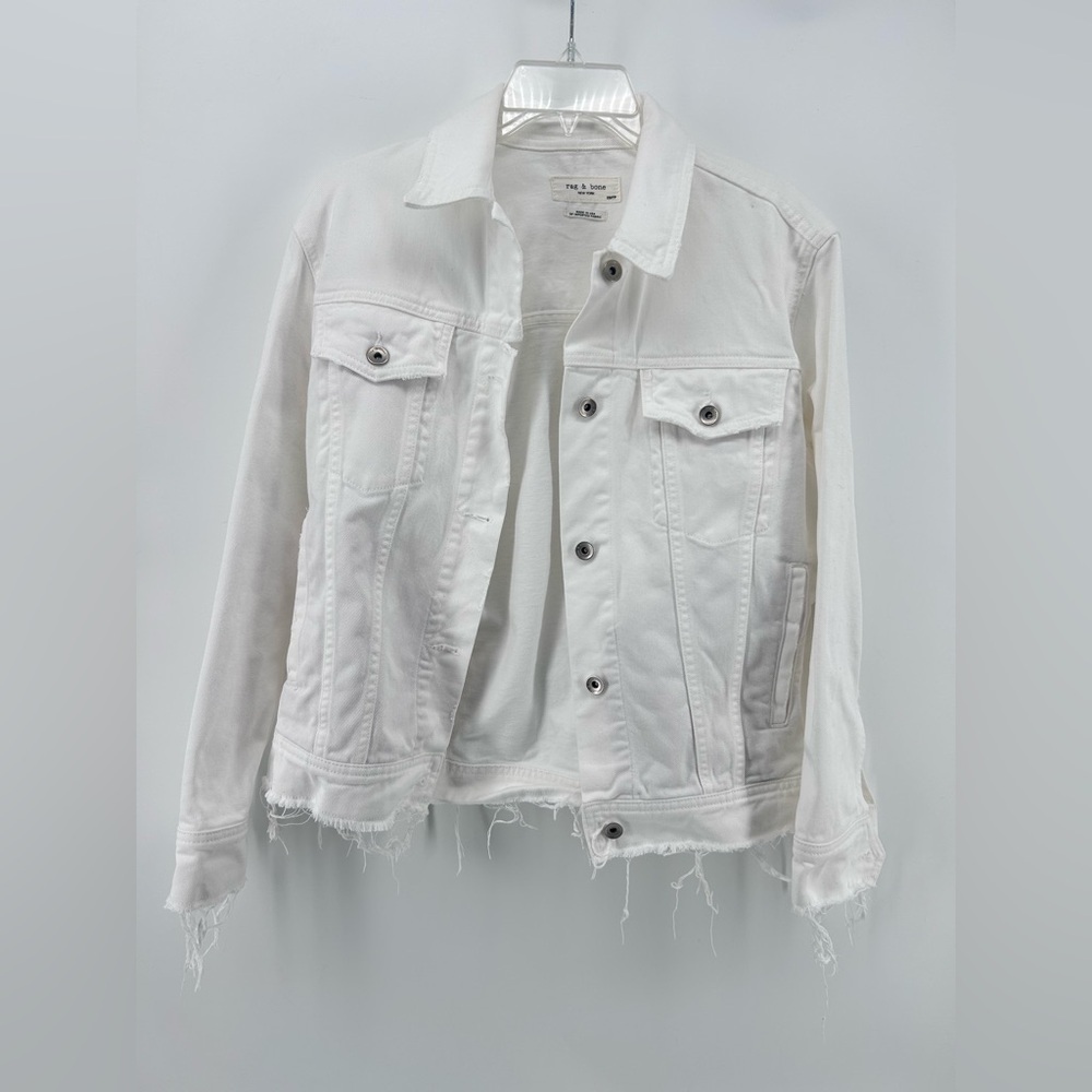 rag and bone White Destroyed denim jacket women Size Xs Oversized